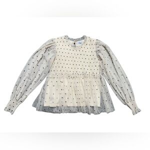 Mayoral Cream and Gray Polka Dot Kids Blouse